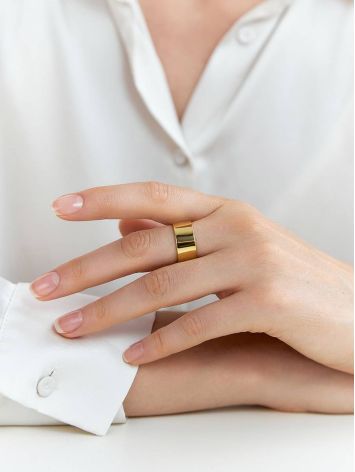 Minimalistic Gold Plated Silver Unisex Ring The ICONIC, Ring Size: Adjustable, image , picture 2
