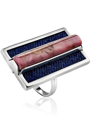 Designer Silver Rhodonite Ring, Ring Size: 8 / 18, image 