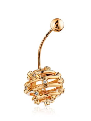 Stylish Gilded Silver Navel Piercing, image 