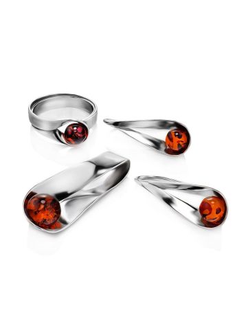 Twisted Design Silver Amber Pendant The Leia, image , picture 4
