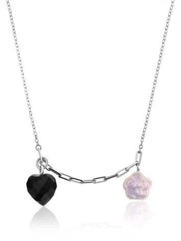 Cute Silver Necklace With Amber And Pearl Pendants The Palazzo, image 