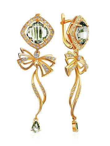 Romantic Design Gilded Silver Green Amethyst Earrings, image 