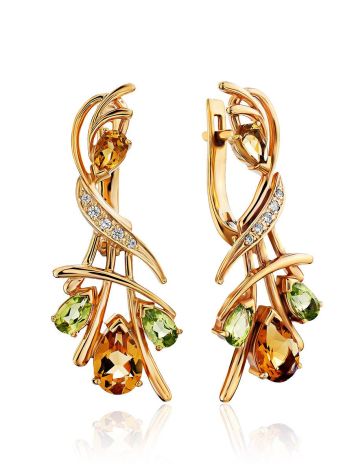 Luminous Gilded Silver Citrine Earrings, image 