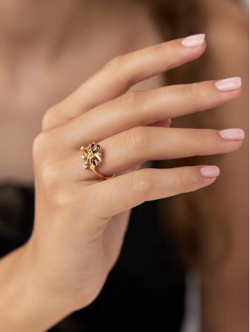 Refined Gilded Silver Garnet Ring, Ring Size: 6 / 16.5, image , picture 3