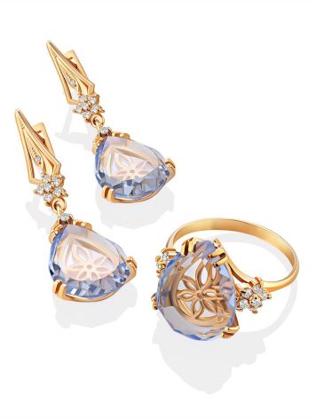Luminous Blue Quartz Drop Earrings, image , picture 4
