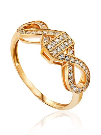 Chic Gilded Silver Crystal Ring, Ring Size: 6.5 / 17, image 