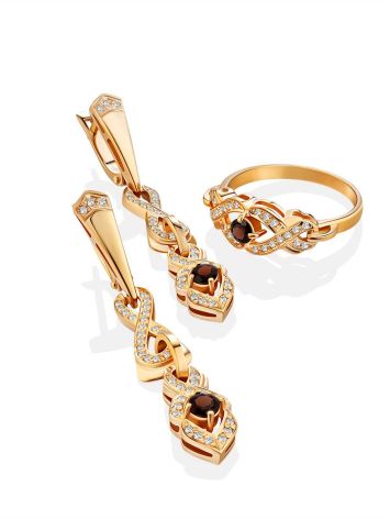 Elegant Gilded Silver Garnet Ring, Ring Size: 6.5 / 17, image , picture 4