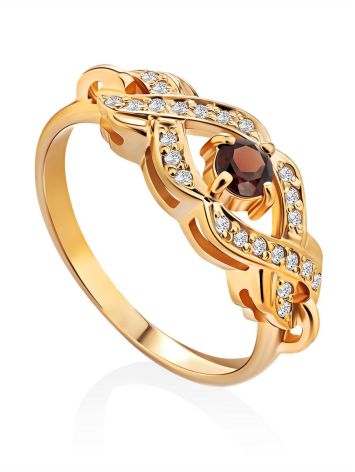 Elegant Gilded Silver Garnet Ring, Ring Size: 6.5 / 17, image 