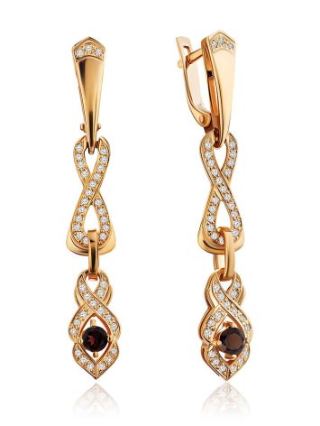 Refined Gilded Silver Garnet Dangle Earrings, image 