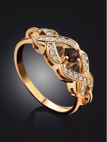 Elegant Gilded Silver Garnet Ring, Ring Size: 6.5 / 17, image , picture 2
