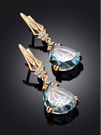 Gilded Silver Blue Quartz Drop Earrings, image , picture 2