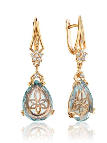 Gilded Silver Blue Quartz Drop Earrings, image 