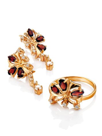 Refined Gilded Silver Garnet Ring, Ring Size: 6 / 16.5, image , picture 5