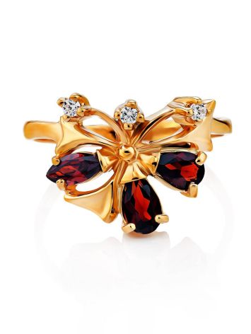 Refined Gilded Silver Garnet Ring, Ring Size: 6 / 16.5, image , picture 4