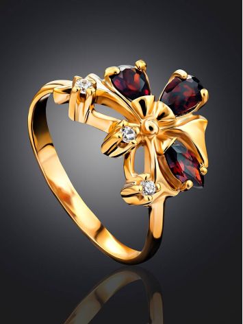 Refined Gilded Silver Garnet Ring, Ring Size: 6 / 16.5, image , picture 2