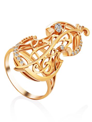 Cello Motif Gilded Silver Ring, Ring Size: 9 / 19, image 