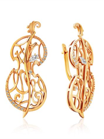 Fabulous Cello Motif Gilded Silver Earrings, image 
