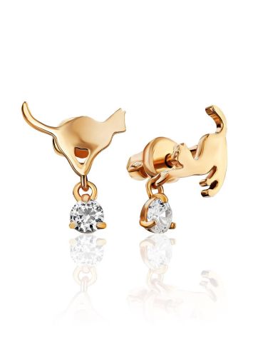 Cute Gilded Silver Cat Shaped Studs, image 