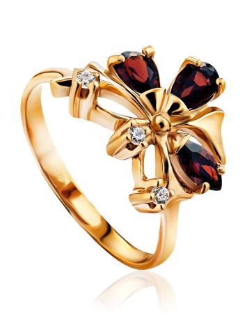 Refined Gilded Silver Garnet Ring, Ring Size: 6 / 16.5, image 