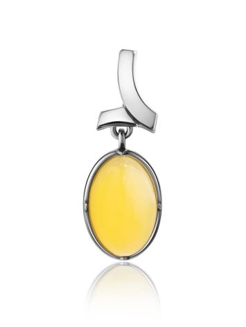 Simplistic Design Silver Amber Pendant, image 
