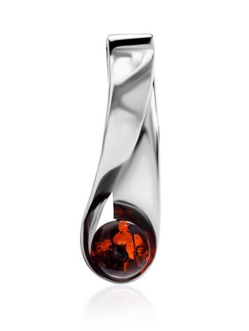 Twisted Design Silver Amber Pendant The Leia, image 