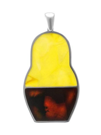 Stylish Two Tone Amber Matryoshka® Pendant, image 