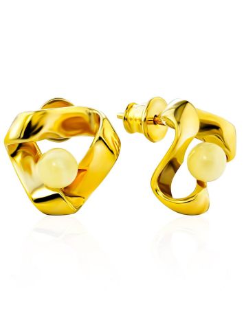 Twisted Design Gilded Silver Amber Stud Earrings The Palazzo, image 