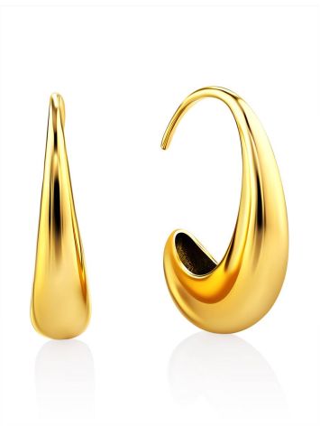 Bright Gold Plated Silver Half Hoop Earrings The Liquid, image 
