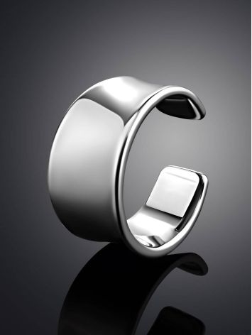 Glossy Wide Silver Ear Cuff The Liquid, image , picture 2