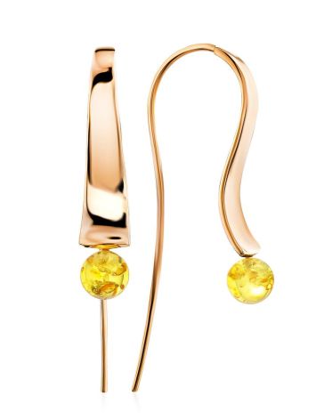 Designer Rose Plated Silver Amber Hook Earrings The Palazzo, image 