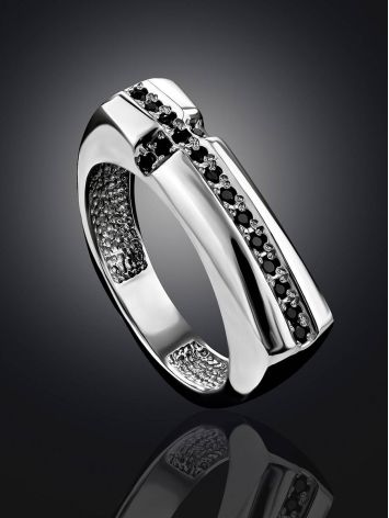 Trendy Geometric Silver Crystal Ring, Ring Size: 6.5 / 17, image , picture 2