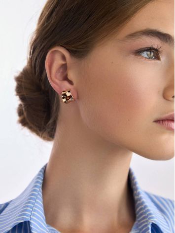Rose Gold Plated Silver Amber Stud Hoop Earrings The Palazzo, image , picture 4