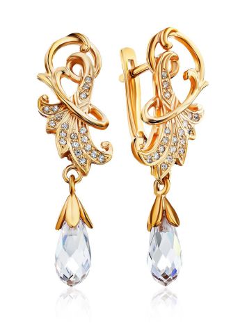 Chic Gilded Silver Crystal Earrings, image 