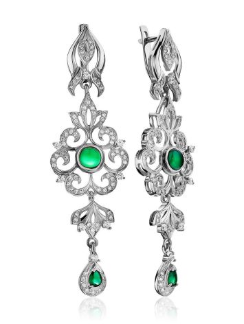 Filigree Silver Agate Dangle Earrings, image 