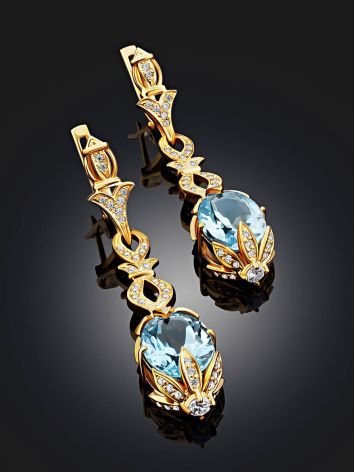 Gorgeous Gilded Silver Topaz Dangle Earrings, image , picture 2