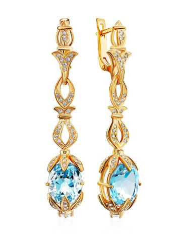 Gorgeous Gilded Silver Topaz Dangle Earrings, image 