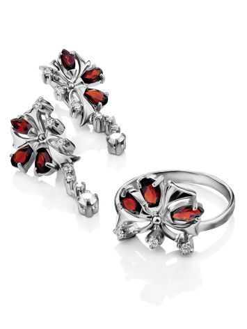 Stylish Silver Garnet Ring, Ring Size: 5.5 / 16, image , picture 4