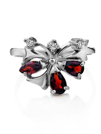 Stylish Silver Garnet Ring, Ring Size: 5.5 / 16, image , picture 3
