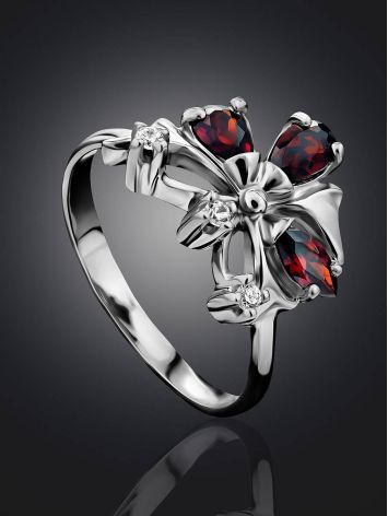 Stylish Silver Garnet Ring, Ring Size: 6.5 / 17, image , picture 2