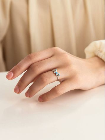 Cute Bow Motif Silver Enamel Ring, Ring Size: 6 / 16.5, image , picture 3