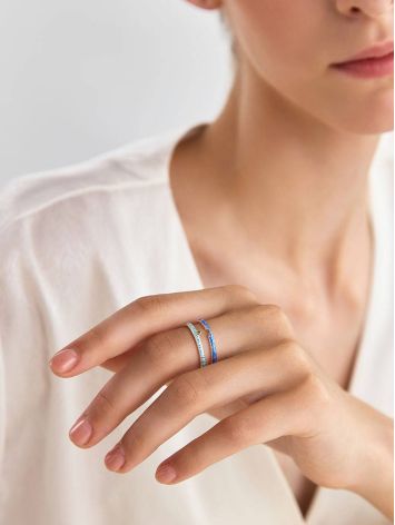 Trendy Silver Enamel Stacking Ring Set, Ring Size: 6.5 / 17, image , picture 3