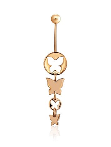 Butterfly Motif Gilded Silver Navel Ring, image 