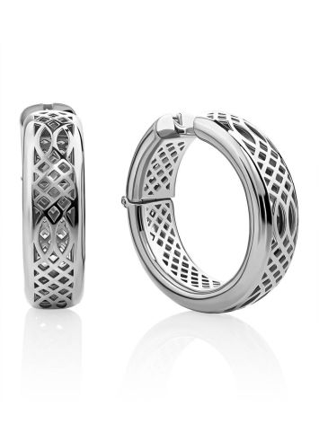 Chunky Silver Hoop Earrings, image 