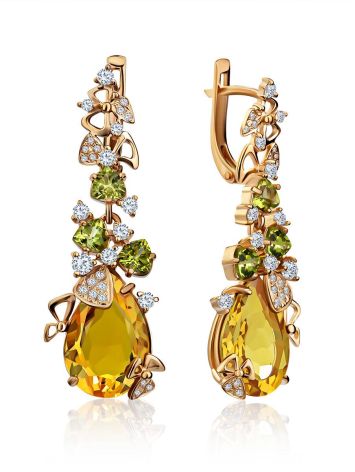 Exquisite Gilded Silver Zultanite Dangle Earrings, image 