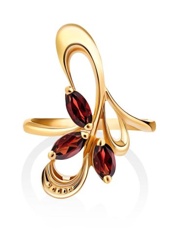 Curvaceous Gilded Silver Garnet Ring, Ring Size: 6.5 / 17, image , picture 3