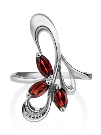 Curvaceous Silver Garnet Ring, Ring Size: 6 / 16.5, image , picture 3