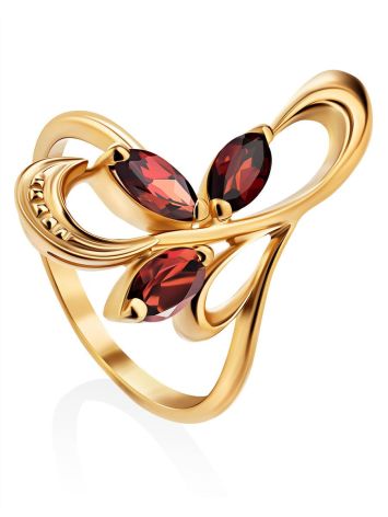 Curvaceous Gilded Silver Garnet Ring, Ring Size: 6.5 / 17, image 