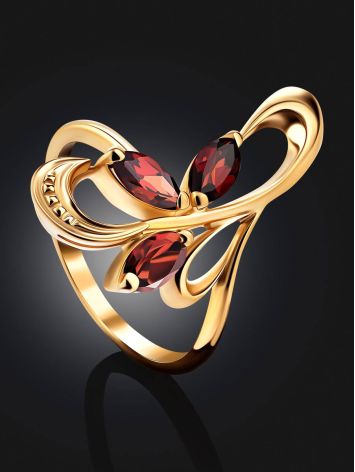 Curvaceous Gilded Silver Garnet Ring, Ring Size: 6.5 / 17, image , picture 2