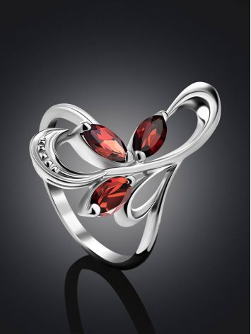 Curvaceous Silver Garnet Ring, Ring Size: 6 / 16.5, image , picture 2