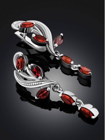Curvaceous Silver Garnet Dangle Earrings, image , picture 2